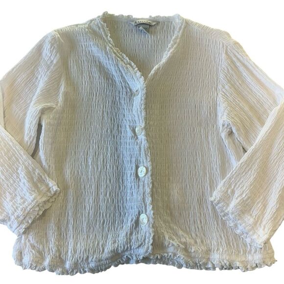 Vintage Y2K Lightweight White Crinkle Cardigan, Small - Picture 4 of 8